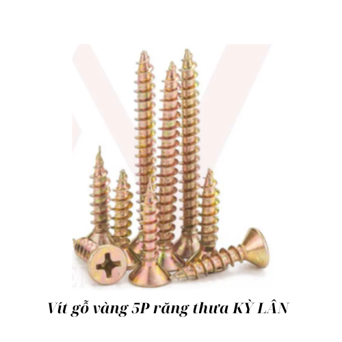 Vít gỗ vàng 5P răng thưa  KỲ LÂN 