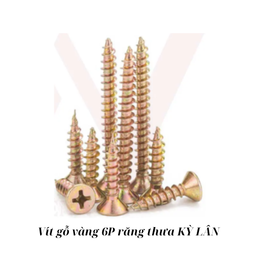 Vít gỗ vàng 6P răng thưa  KỲ LÂN 